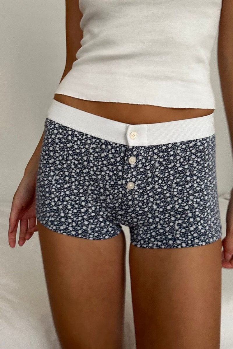 Sous Vêtement Brandy Melville Floral Boyshort Bleu Foncé | BEV-78063031